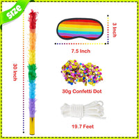 PCFING 30 inch rainbow piñata stick kit with blindfold and rope - view 10
