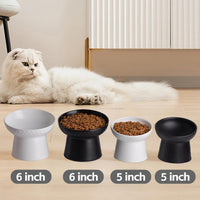 Elevated Cat Bowls, 15° Tilted Ceramic Raised Cat Food and Water Bowl Set, Whisker-Friendly - Black / 5.2 Inch (Pack of 1) - image 4