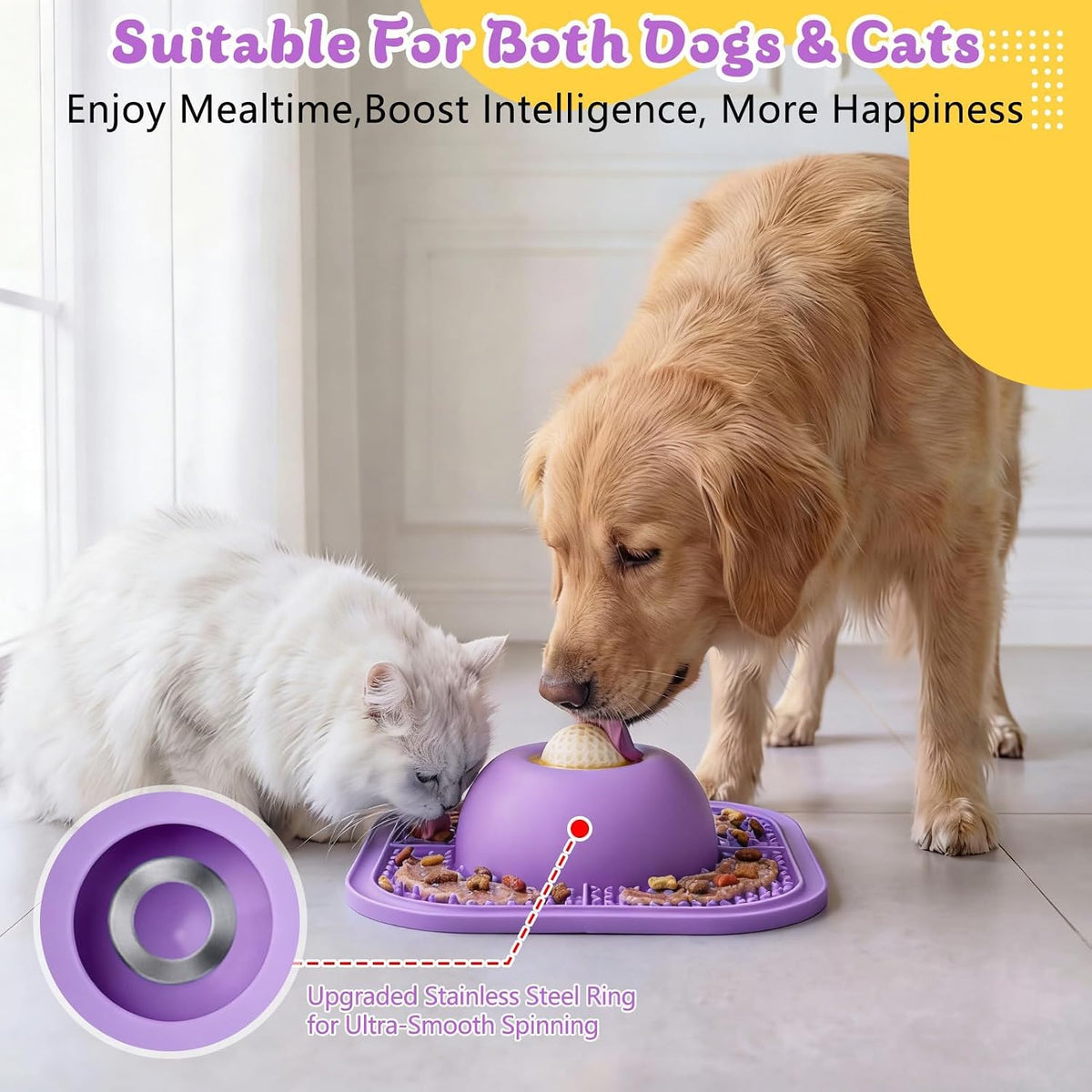 Slow Feeder Dog Bowls & Lick Mat for Liquid and Thick Treat - Large / Purple - image 4