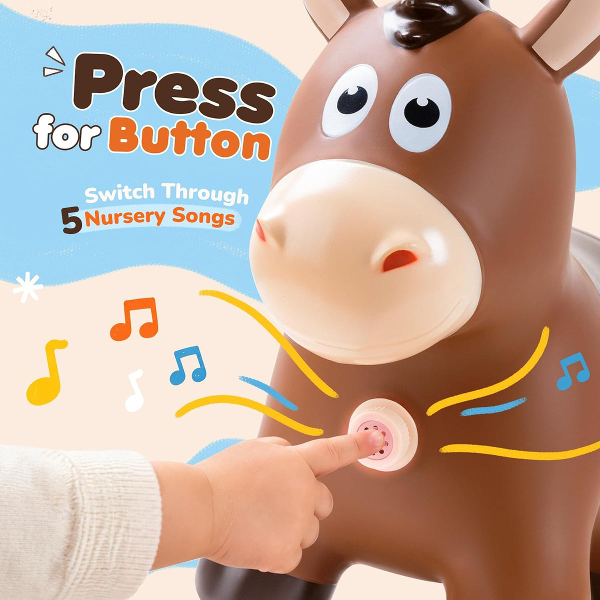 ZOOJOY Inflatable Horse Hopping Toy - Musical Horse - image 2