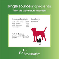 smallbatch Pets Premium Freeze-Dried Beef Heart Treats for Dogs and Cats, 3.5 oz, Made and Sourced in The USA, Single Ingredient, Humanely Raise Meat, No Preservatives or Anything Artificial Ever