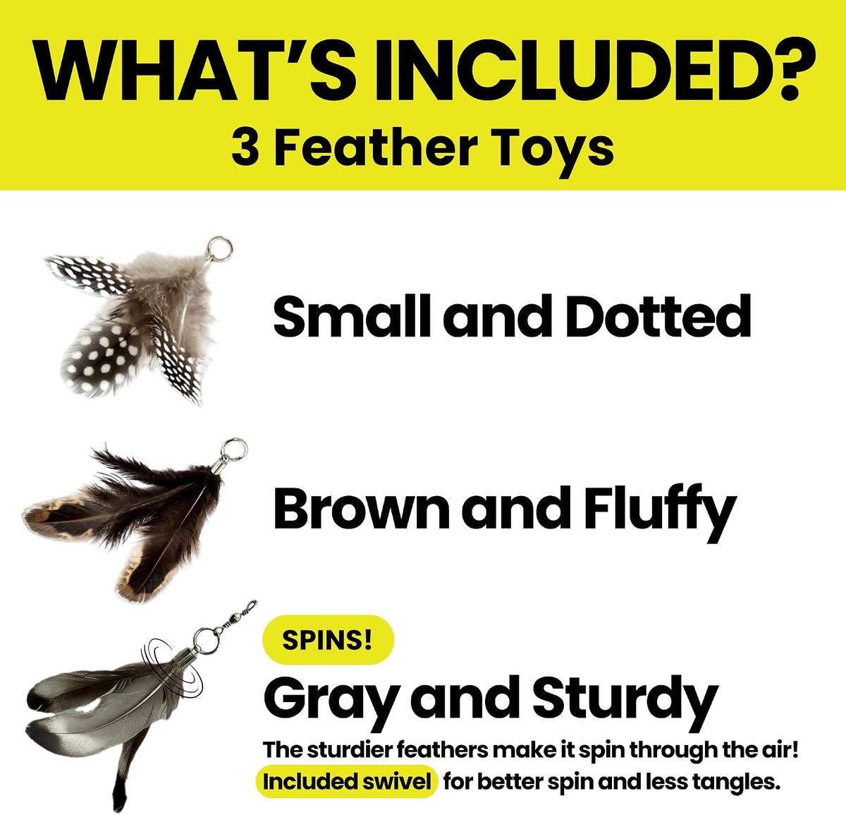 Forever Stick Refill 9-Pack, Feather Cat Wand Toy Attachment – Essentials for Cats - Feather Toys Refill 3-Pack - image 3