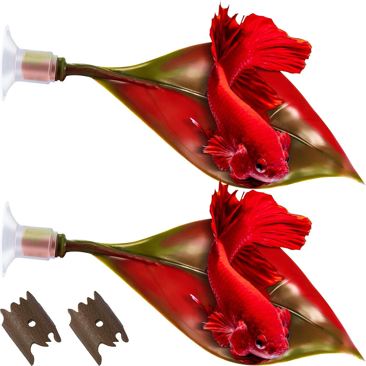 WILLBOND 2 Pcs Blue Pink Silicone Betta Fish Bed Leaf Hammock Betta - Red