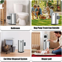 Dog Poop Trash Can Outside with Odor Control Lid & Step Pedal - Stainless Steel Silver / Rectangular / Large - image 3