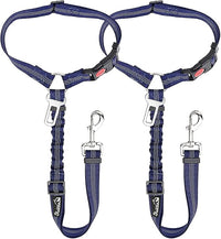 SlowTon Dog Seat Belt for Car, 2 Pack Dog Car Harness Seatbelt Adjustable with Elastic Bungee Buffer, 2 in 1 Pet Car Leash Headrest Restraint Dog Reflective Safety Tether (Blue, Headrest+Clip)