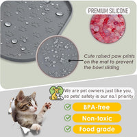 Pet Feeding Mat, Waterproof Anti-Slip Placemats for Dog Cat Bowl Silicone Pet Food Mat, Raised Edge - 2 Black / 11"L x 11"W - image 4