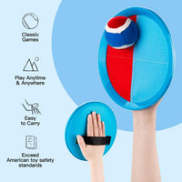 EVERICH TOY Toss and Catch Ball Game Set - Light Blue Red / 2 Paddles 2 Balls - image 2