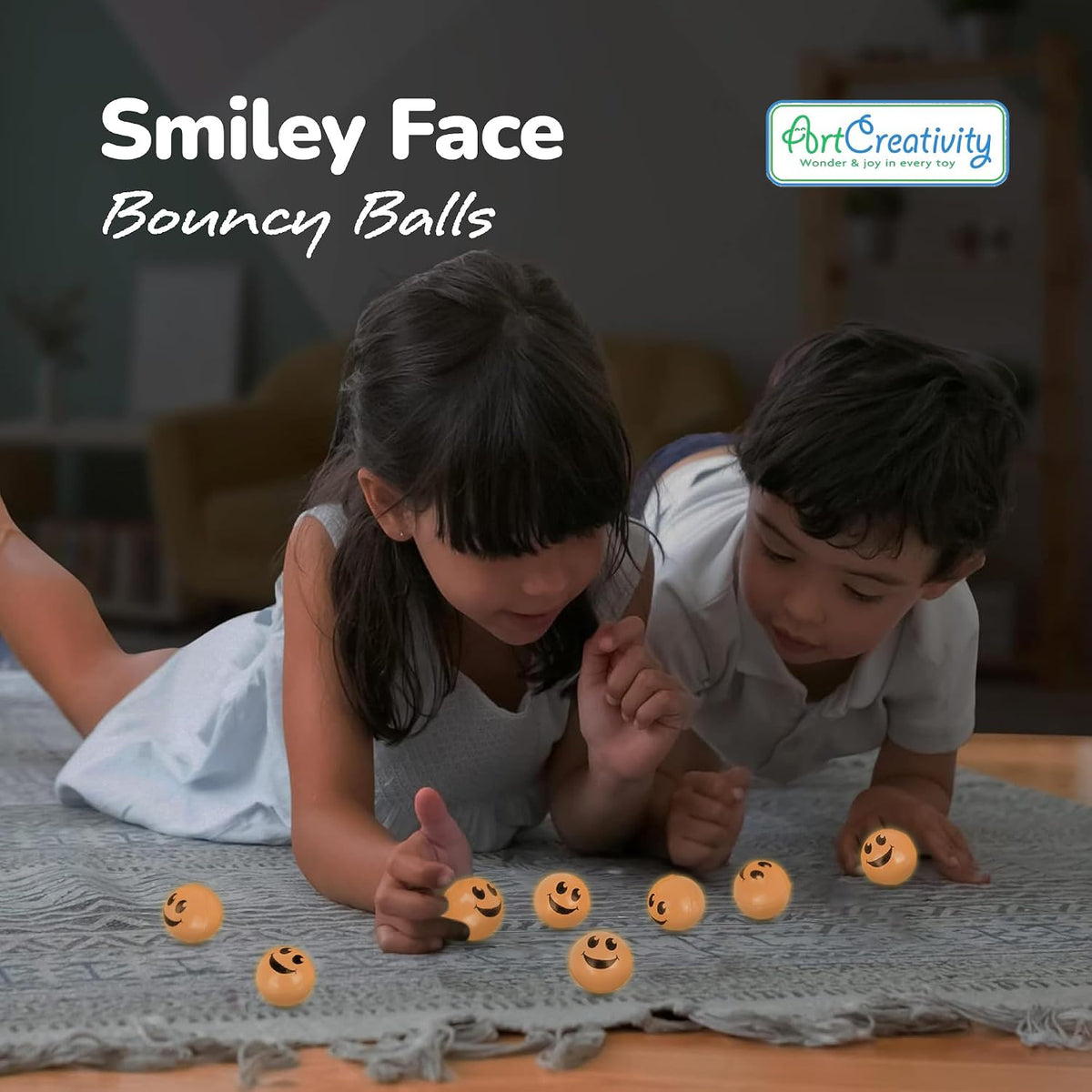 ArtCreativity Glow in the Dark Orange Smiley Face Bouncing Balls - Orange - image 2