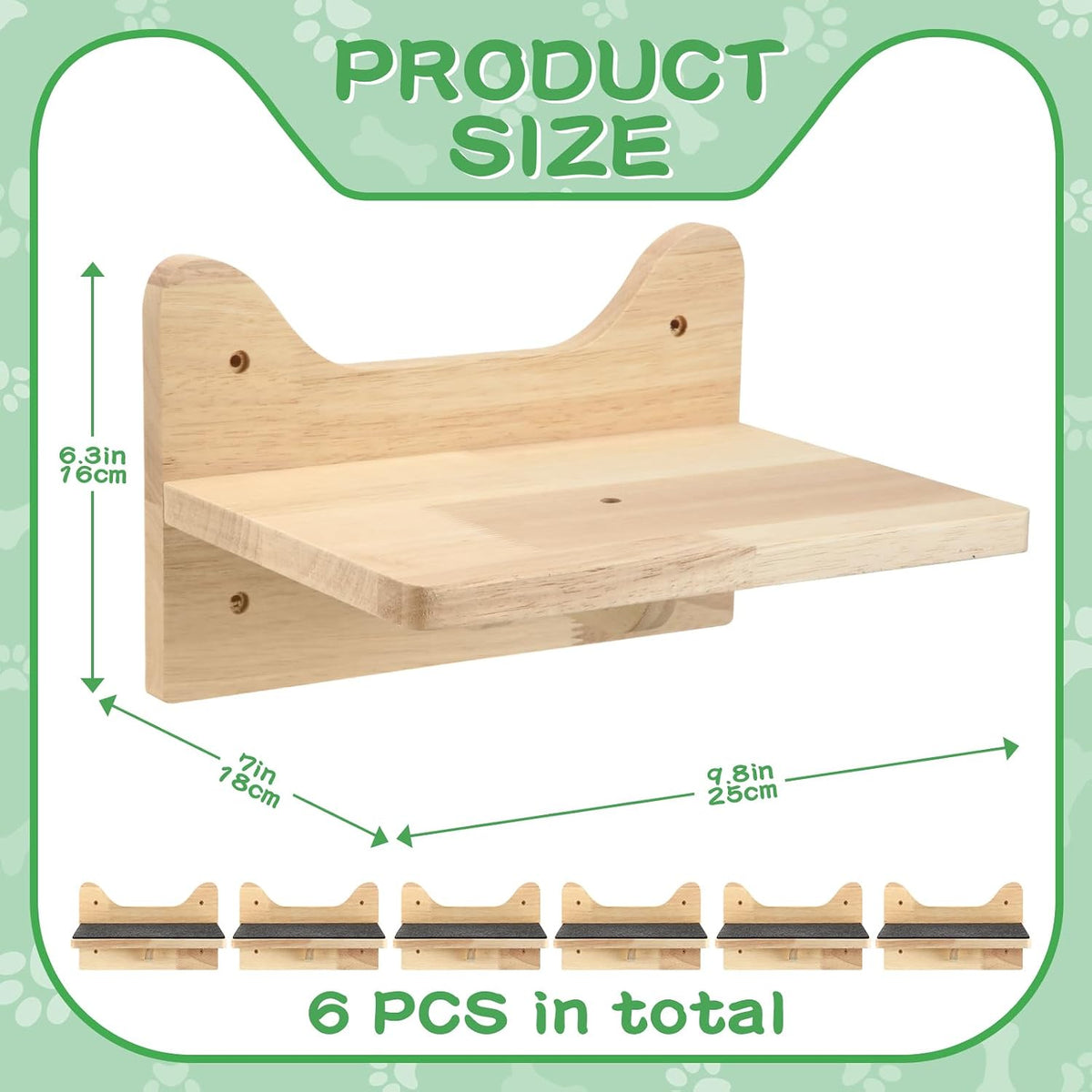 Lenwen 6 Set Cat Wall Shelves, Wood Cat Climbing Step - Lovely - image 2