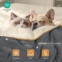 Waterproof Pet Blanket, Liquid Pee Proof Dog Blanket for Sofa Bed Couch, Reversible Sherpa Fleece - M (57" x40") / Grey+beige - image 3