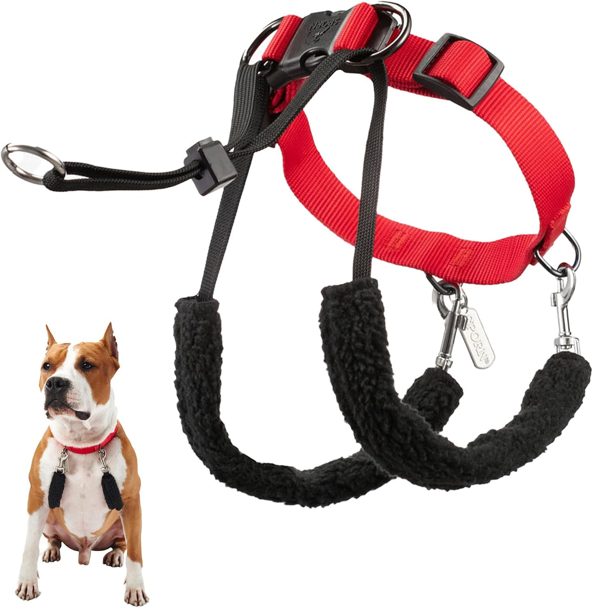 Sporn Original Dog Halter, No Pull Dog Harness - Medium / Red (Original Halter)
