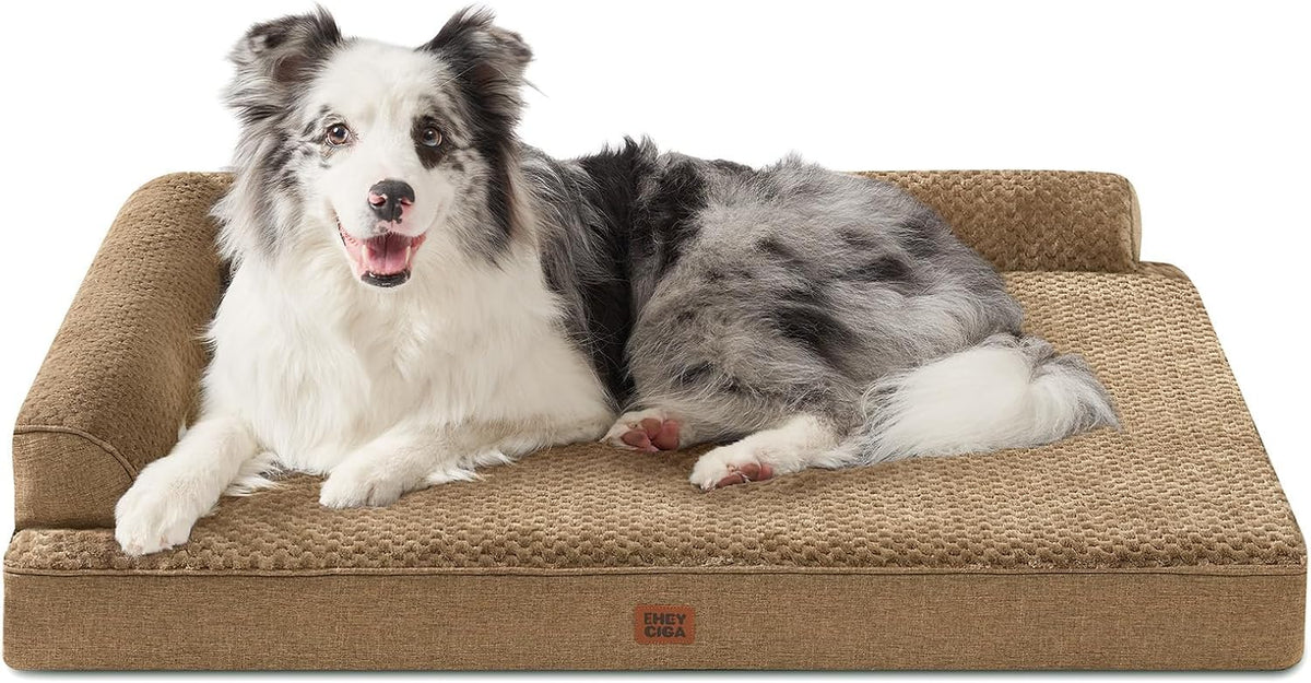 EHEYCIGA Orthopedic Dog Bed Medium Size, Memory Foam Dog Bed - Brown / 41.0"L x 27.0"W x 6.5"Th