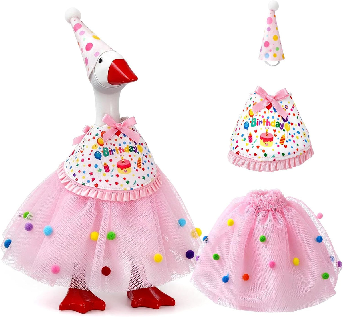 7 Inch Mini Desk Goose Outfits - Birthday Color(pink)