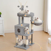 Heybly Cat Tree, 45.3" Cat Tower for Indoor Cats with Large Perch HCT202SG – Essentials for Cats - 45.3 inch / Light Gray - image 3