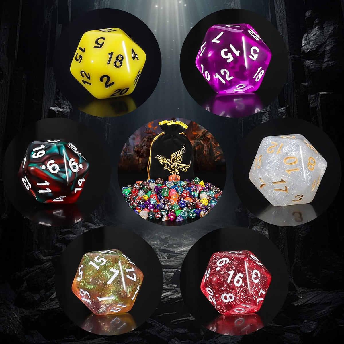 QMay 7 Sets Polyhedral Dice - 35 Colors (245pcs) - image 2
