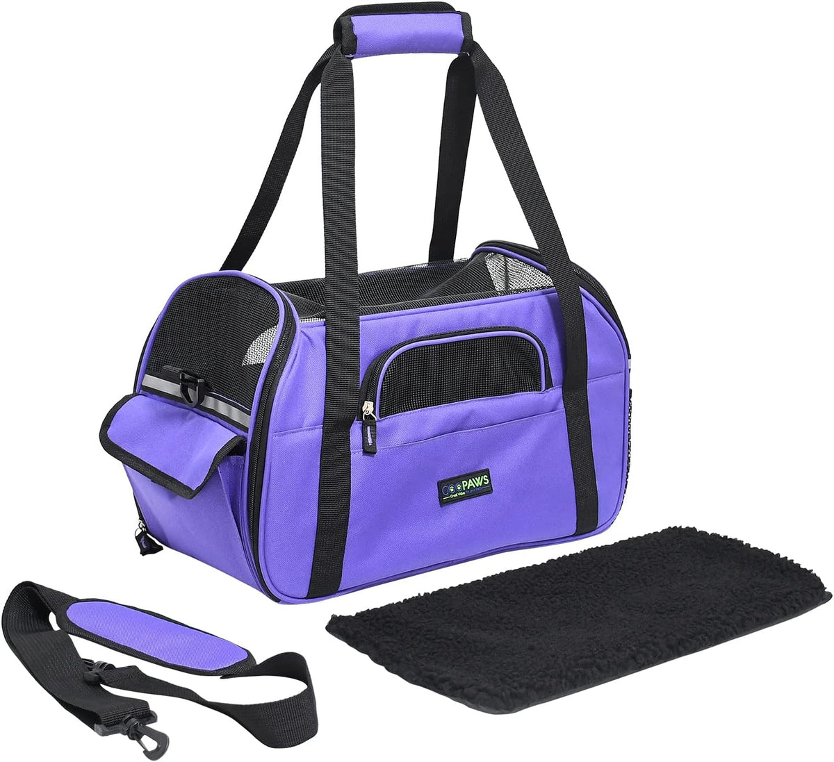 JESPET Soft-Sided Airline-Approved Dog & Cat Carrier Travel Bag – Essentials for Cats - 17.0"L x 9.0"W x 11.5"H / Purple - image 4
