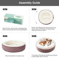 Love's cabin Donut Pet Bed, 25in, Burlwood, for Small Dogs & Cats, Soft Durable Fabric, Anti-Slip, Water-Resistant, Washable