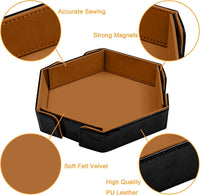 SIQUK magnetic folding hexagon dice tray in PU leather with velvet lining - view 13