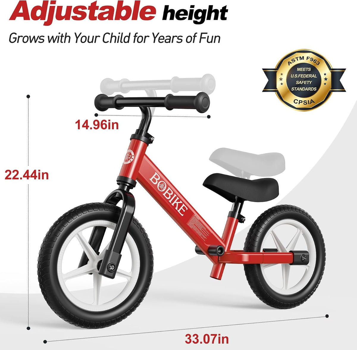 Bobike Toddler Balance Bike Toys for 1 to 4 Year Old Girls Boys - Red Balance Bike - image 3
