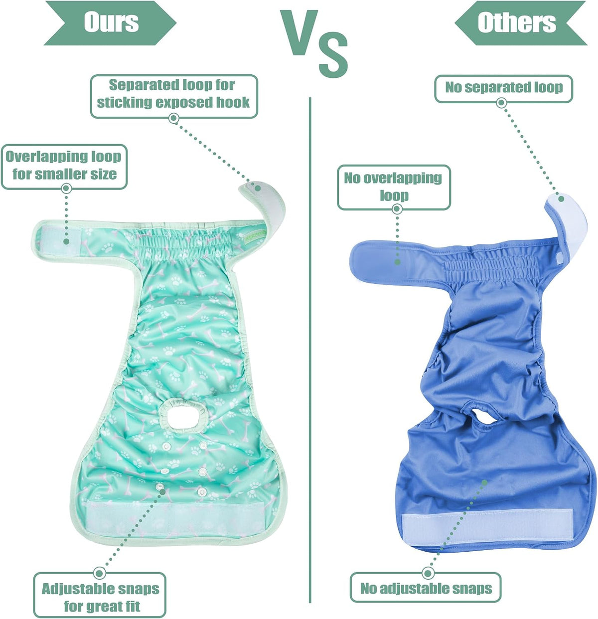 wegreeco Washable Reusable Premium Female Dog Diapers - XX-Large / Dog Bone - image 2