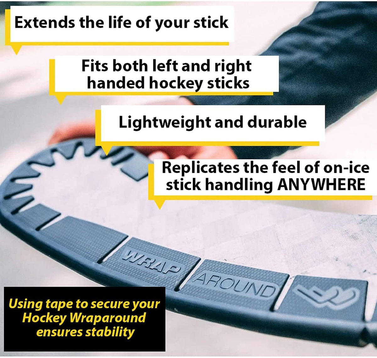 Wraparound Hockey Stick Blade Protector for Off Ice Training - White / 3 Pack - image 3