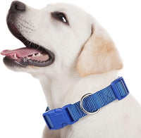 9 Pieces Adjustable Dog Collar for Animal, Soft Nylon Pets Puppy Collar with Quick Release Buckle Holder Bulk for Dogs Walking Running Training(Large,Retro Colors)