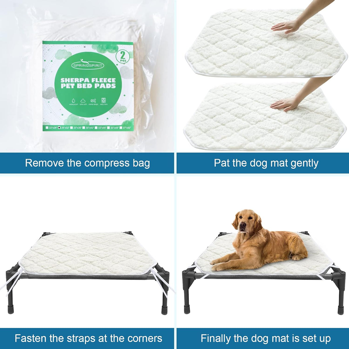 Elevated Dog Bed Pad Waterproof 2 Pack, Waterproof Pad Only – Essentials for Dogs - Medium (25"W x 32"L) - image 3