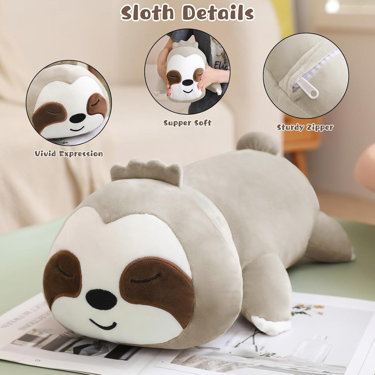 TOYSYM Seal Plush with 4 Babies - Sloth - image 4
