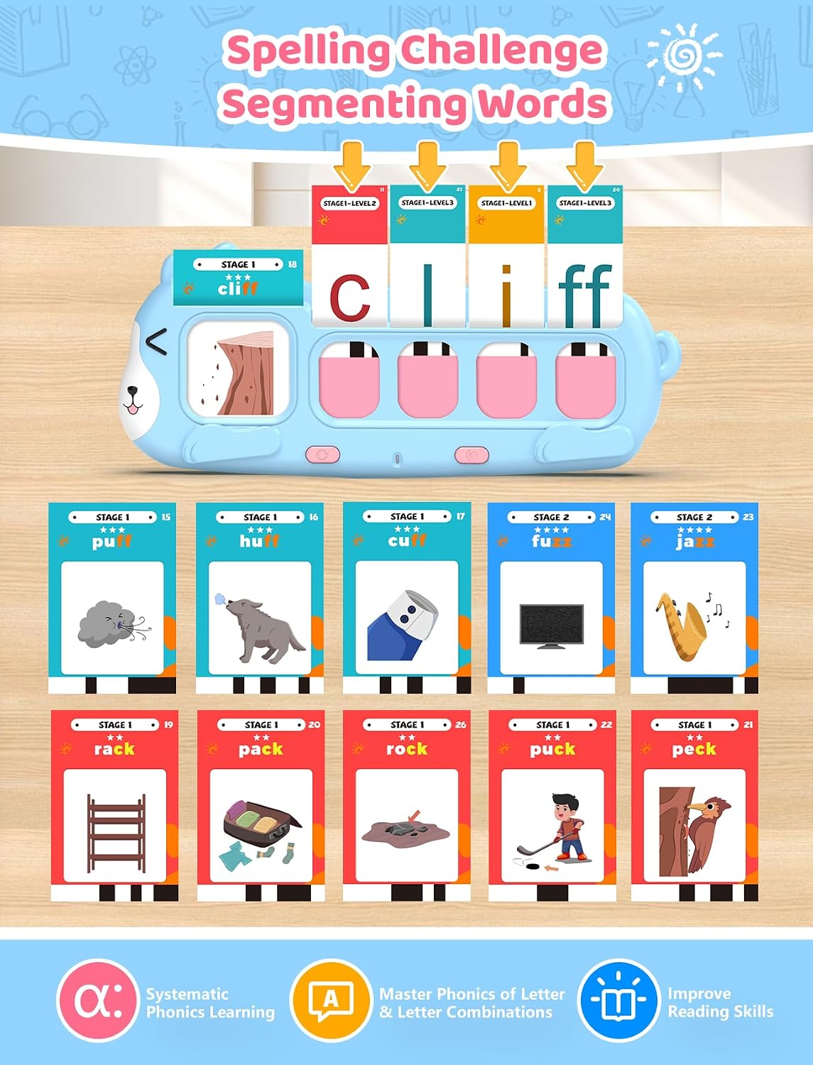 QuTZ Phonics Learning Toy for Preschool Kids - Blue / Pro Phonics+Math - image 3