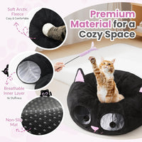 Cat Tunnel Bed for Indoor Cats - Black Pink - image 3