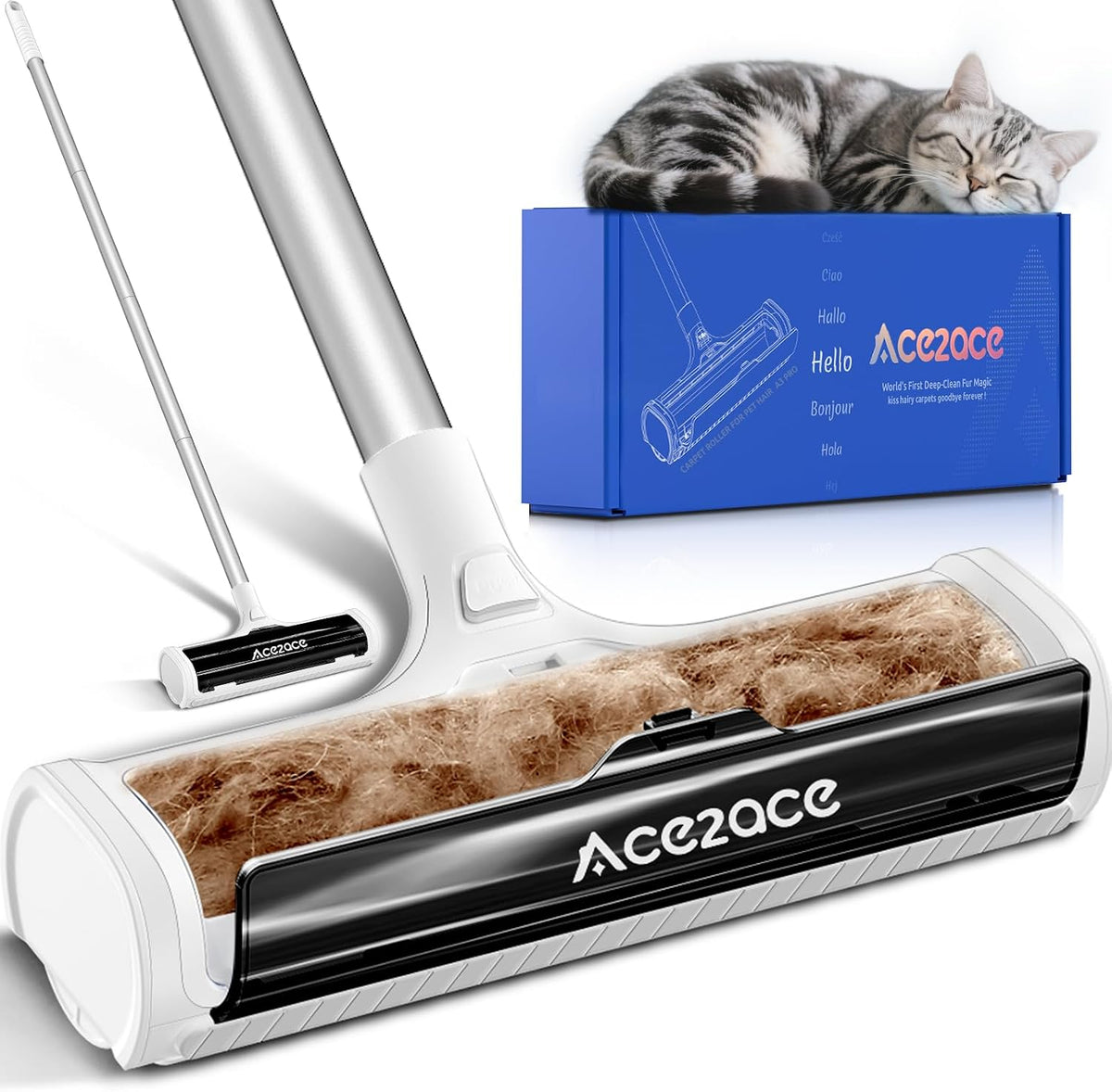 ACE2ACE A3 Pro Carpet Roller for Pet Hair - Black