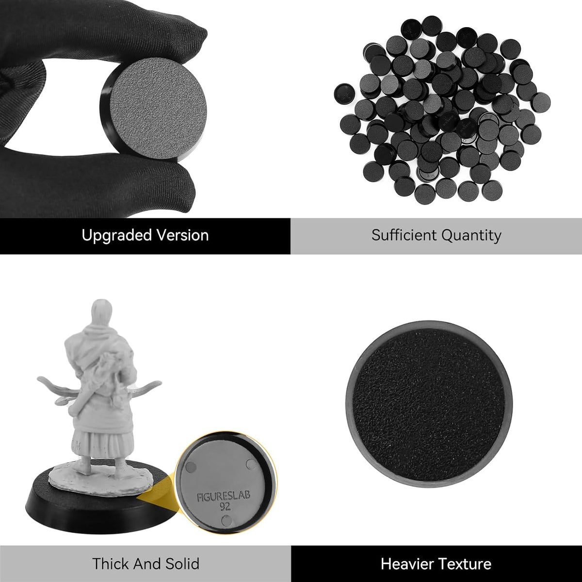 FIGURESLAB 100 black textured plastic miniature bases in 7 sizes - view 18