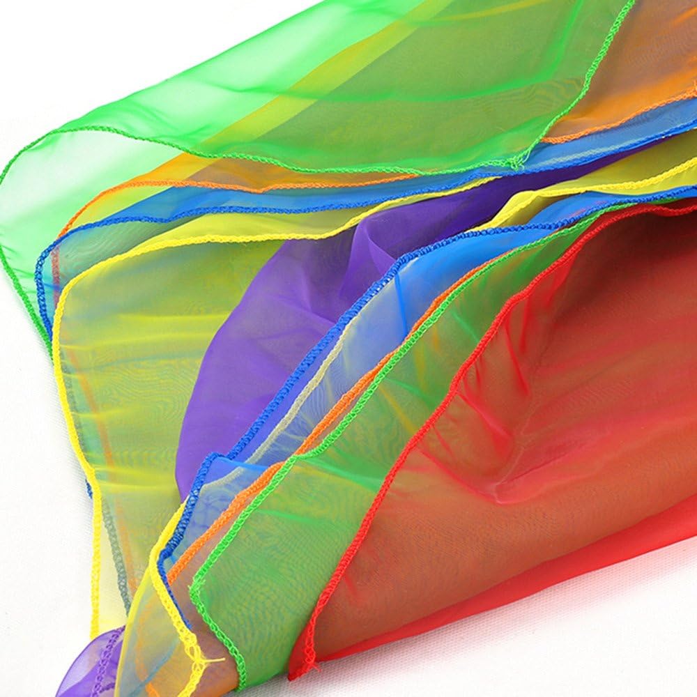 yueton 12 pack of colorful hemmed square chiffon rhythm band scarves in six colors - view 4