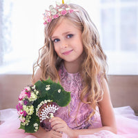 SuPoo 4th Birthday Headband Flower Crown for Girls Princess Tiara 4th - 5th-A - image 4