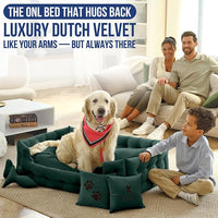 Luxury Dog Bed Chesterfield – Handcrafted Velvet Throne for Dogs | Joint Support, Calming & Temp-Regulating Comfort | Durable 5+ Years, Anti-Claw, Washable 100+ Times – XL, Green