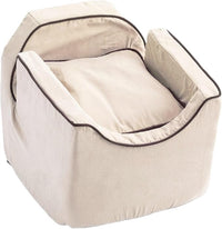 Snoozer Dog Car Seat: Lookout I Dog Booster Car Seat for Dogs Small 5-15 lbs, Pet Car Seat to Alleviate Car Sickness for Dogs, Included Harness Strap, Buckskin Removable Machine Washable Cover