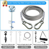 Dog Tie Out Cable and Stake for Camping - dog stake+15ft cable - image 2