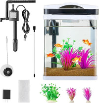 VEVOR Fish Tank Aquarium, 2 Gallon LED Square Ultra-Clear Glass Tank Temperature Monitoring Adjustable 7 Color Lighting, Self Cleaning System Fishbowl for Freshwater & Saltwater Fish Home,Office,Pet