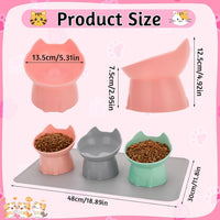 3 Pcs Raised Cat Bowl 15° Elevated Cat Food Bowl Tilted Cats Bowls - Pink, Green, Gray - image 2
