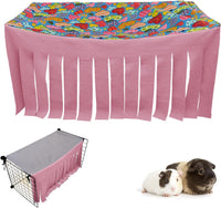 RIOUSSI Guinea Pig Hideout Hideaway Corner Fleece Toys Cage - Pink Rectrangle / Rectangle