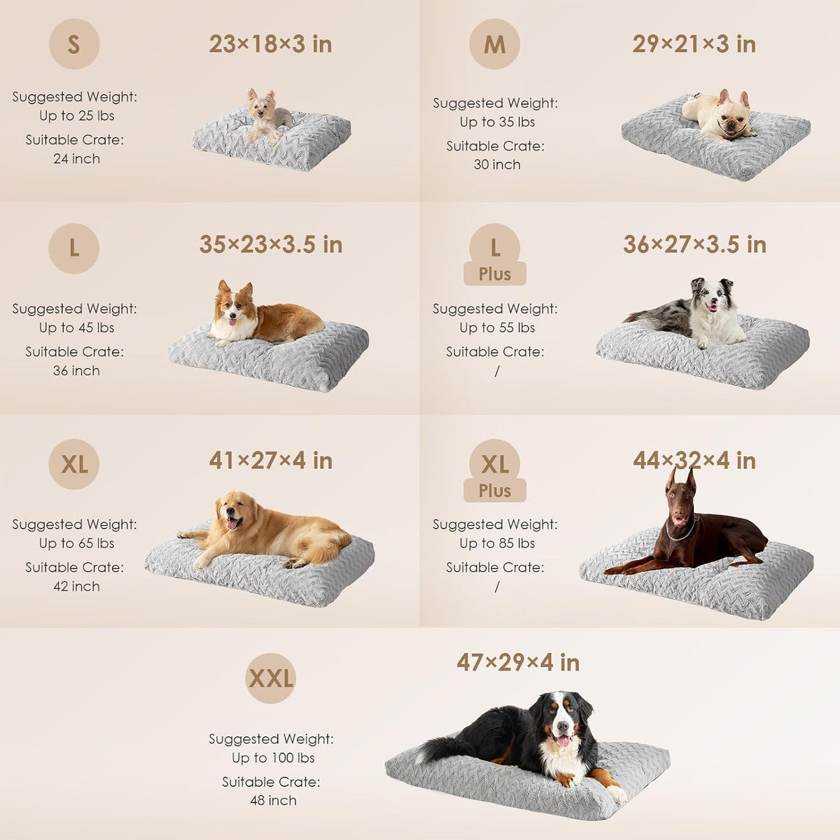 EHEYCIGA Washable XL Dog Beds Large Sized Dog - Grey / 41" x 27"x 4" - image 3