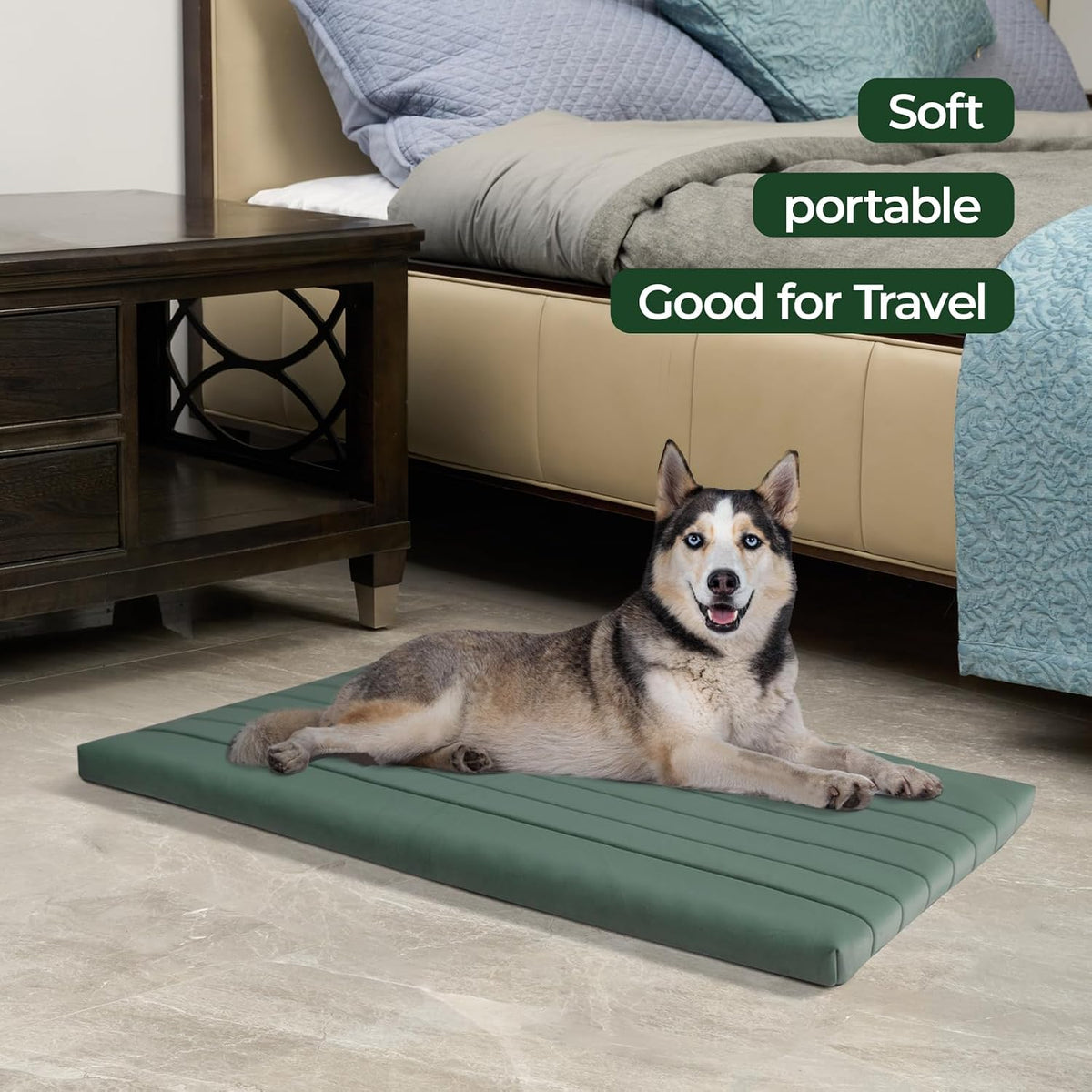 BALANCE Dog Crate Bed, Orthopedic Dog Bed Pad with Waterproof Liner, Washable Crate Foam Pet Mat - Mint Leaf / 42.0"L x 28.0"W x 2.0"Th - image 3