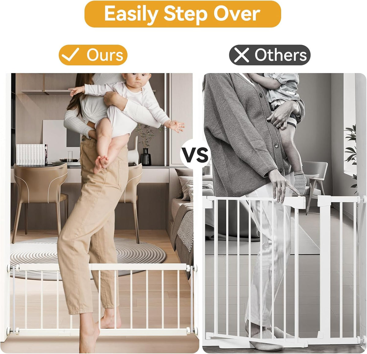Dog Gate Indoor,18"-45" Adjustable Extra Wide Metal Short Dog Gate to Step Over, 10" Tall Small Pet - 18-45''W*14''H / White - image 3