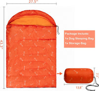 Dog Sleeping Bag Waterproof Warm Packable Dog Bed with Storage Bag - Orange-Bone - image 2