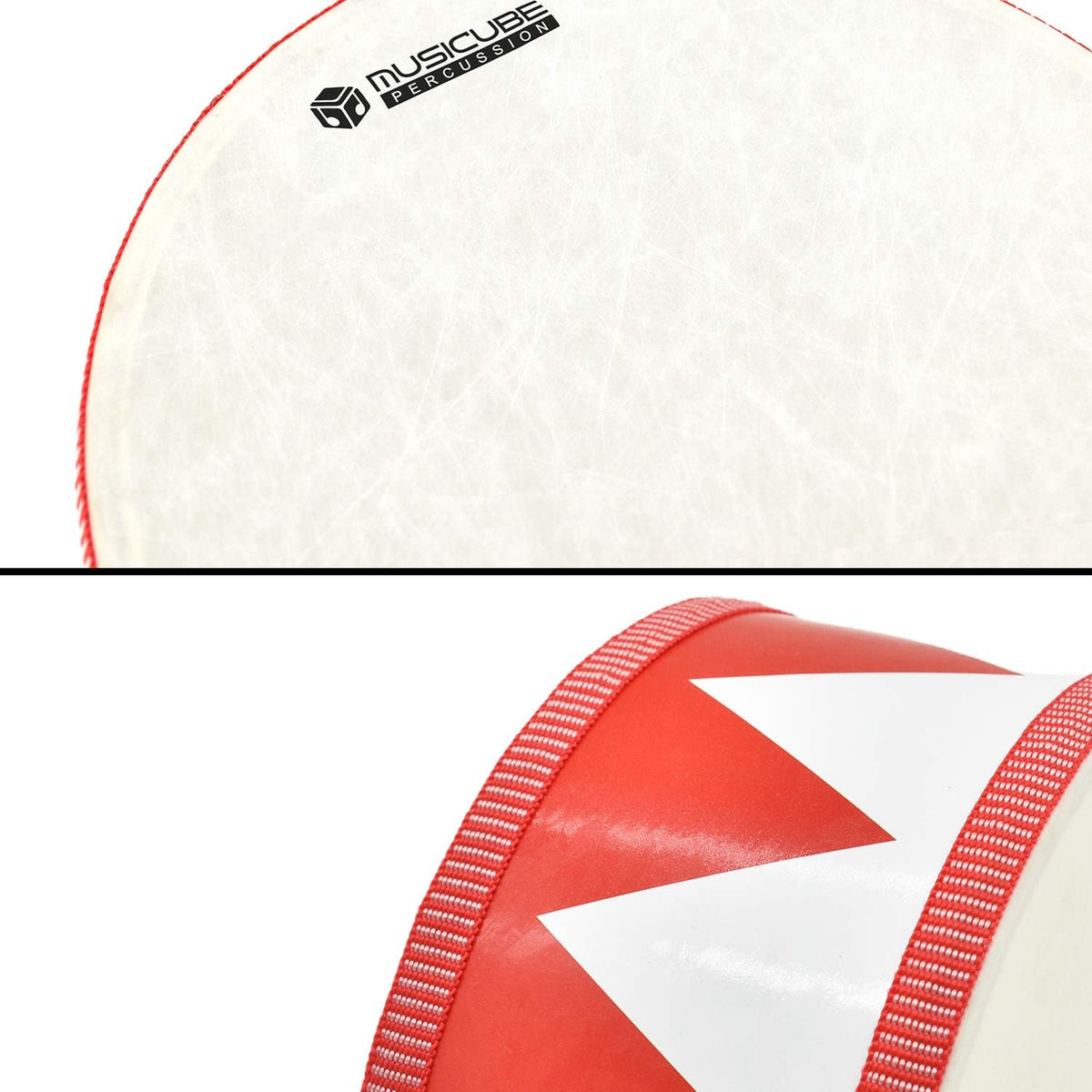 Kids Drum Set 8-Inch Wooden Drum Toys with an Adjustable Strap and 2 - 8-inch Red - image 2