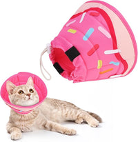 KOOLTAIL Cat Cone Collar Soft, Cat Recovery Collar After Surgery, Adjustable Comfortable Lightweight Cat Neck Cone to Stop Licking, Foldable Donut Water Resistant Pet Cone for Small Large Kitten PinkM