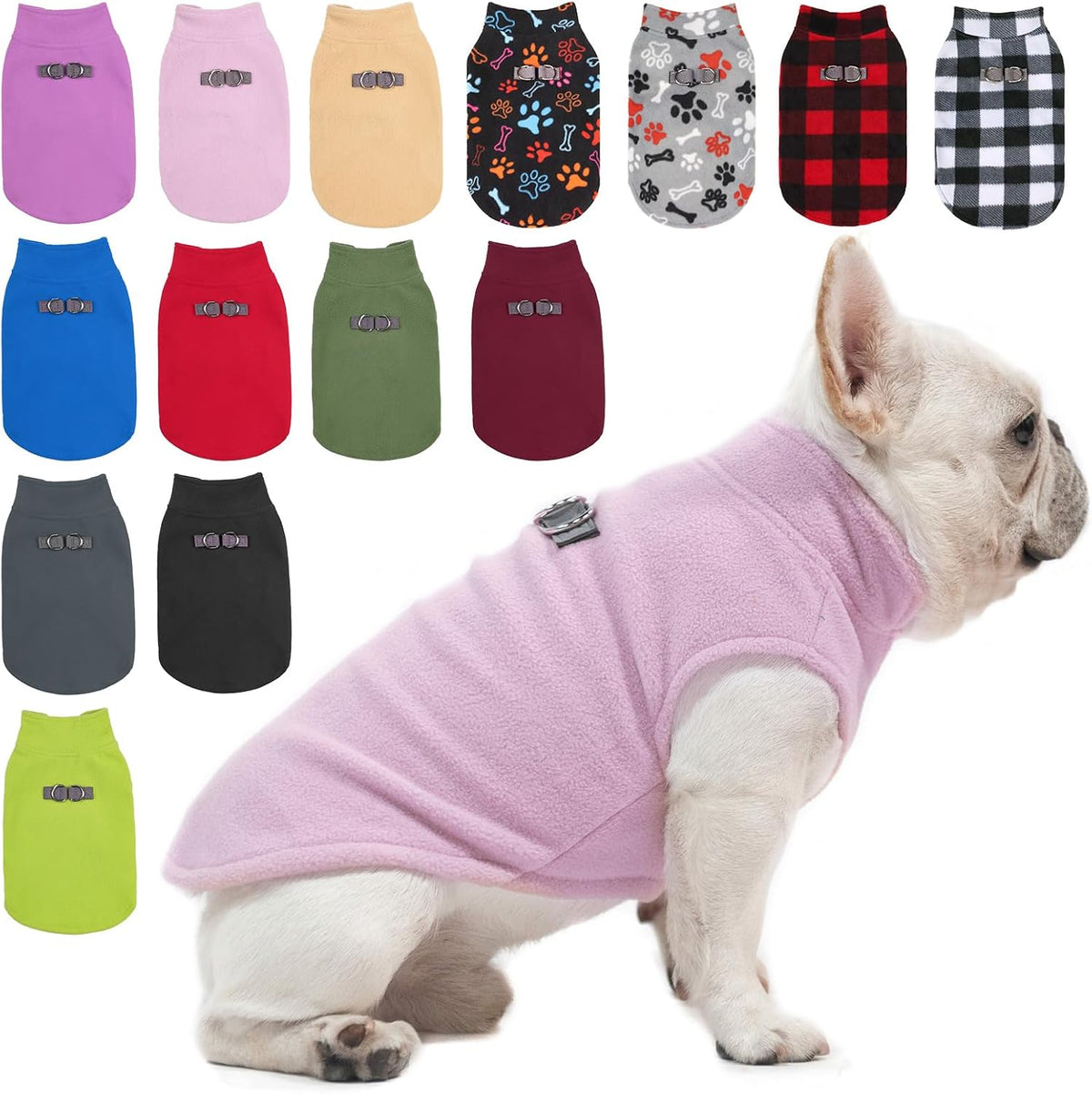 Dog Fleece Vest Sweater Winter Jacket for Small and Medium Large Dogs - Large / PINK