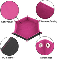 SIQUK 4 Pieces Dice Tray Set Foldable Dice Trays Hexagon Dice Rolling - Cyan, Pink, Violet and Black - image 3