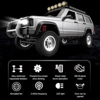 Goolsky silver 1:12 scale RC rock crawler with LED lights on rocky ground - view 7