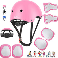 DaCool Kids Bike Helmet Set Skateboard Knee Pads - 1-Pink